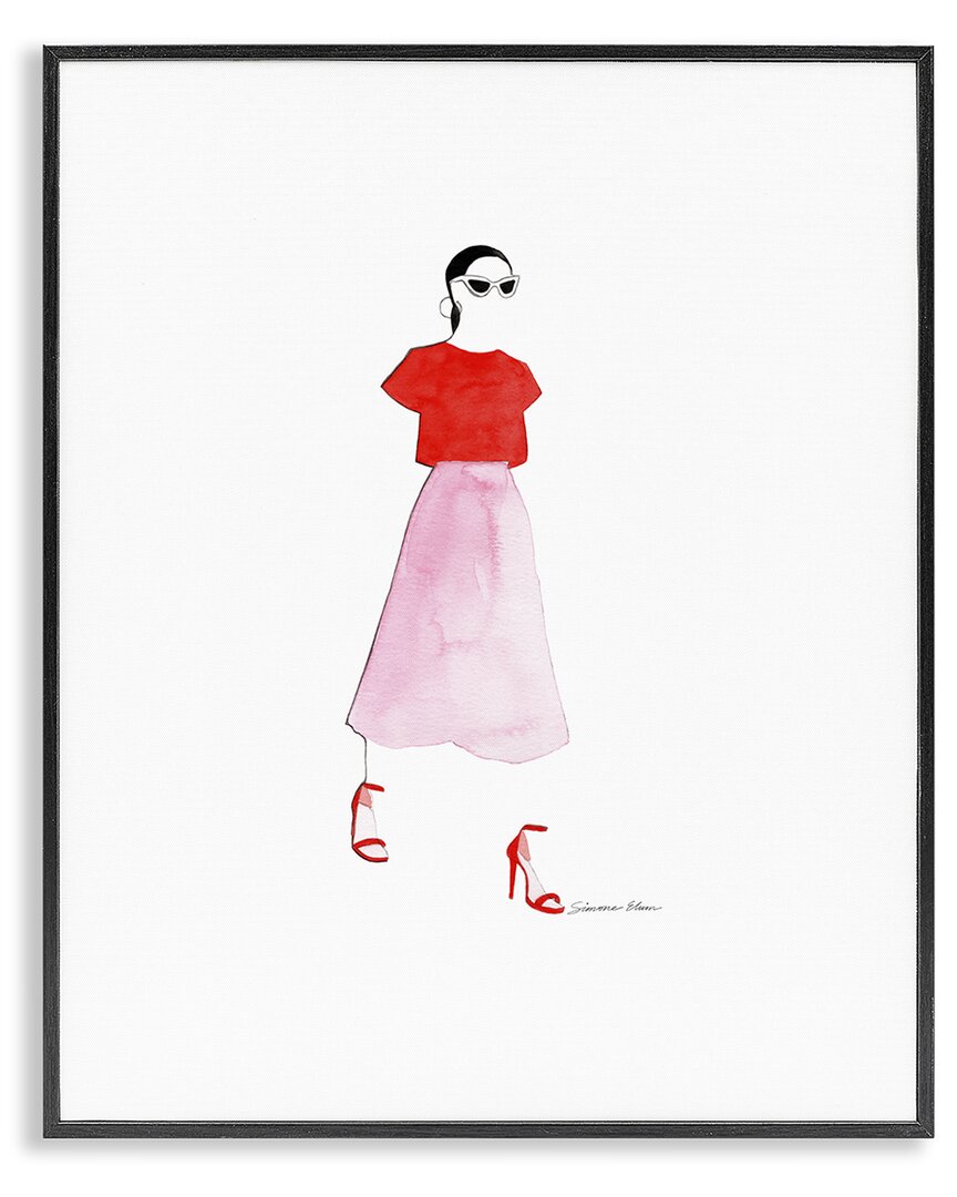 Stupell Industries Girl In Pink & Red Framed Giclee Art In Pink