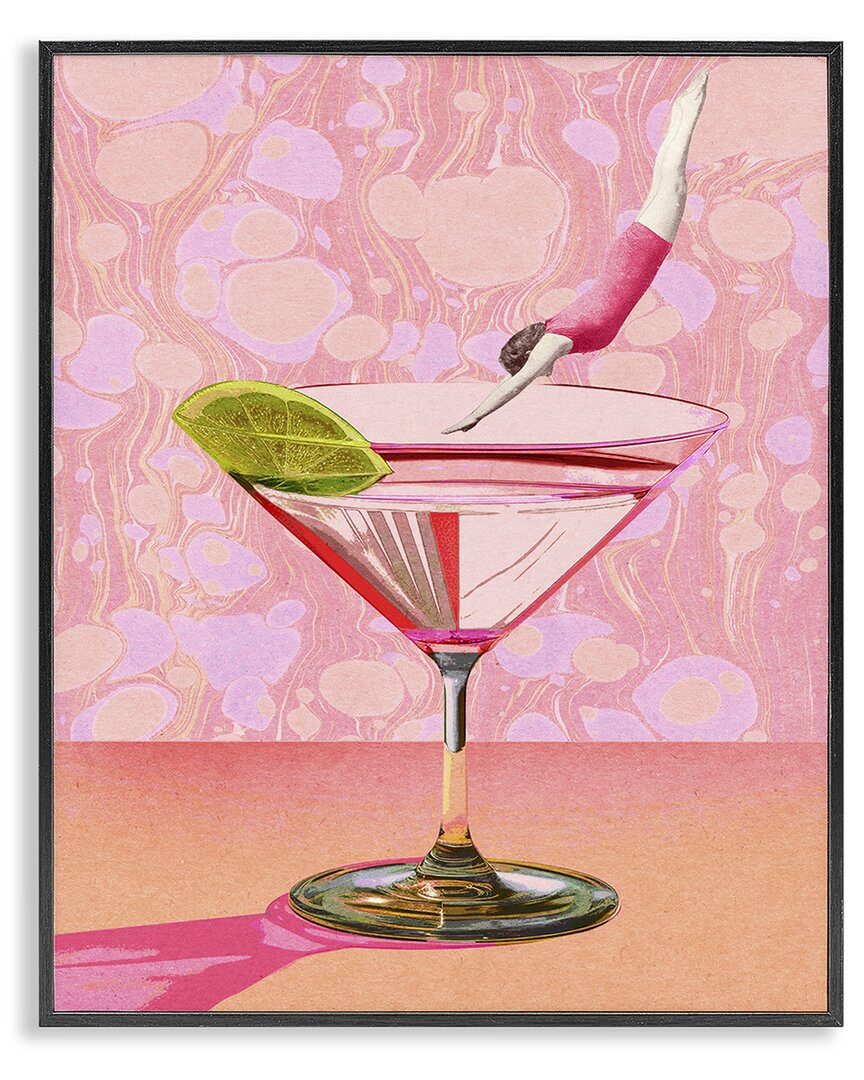 Stupell Industries Diver In Cocktail Framed Giclee Art In Pink