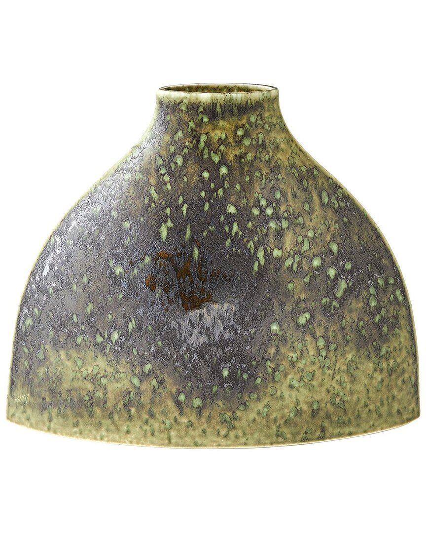 Global Views Squat Sorrento Vase In Green