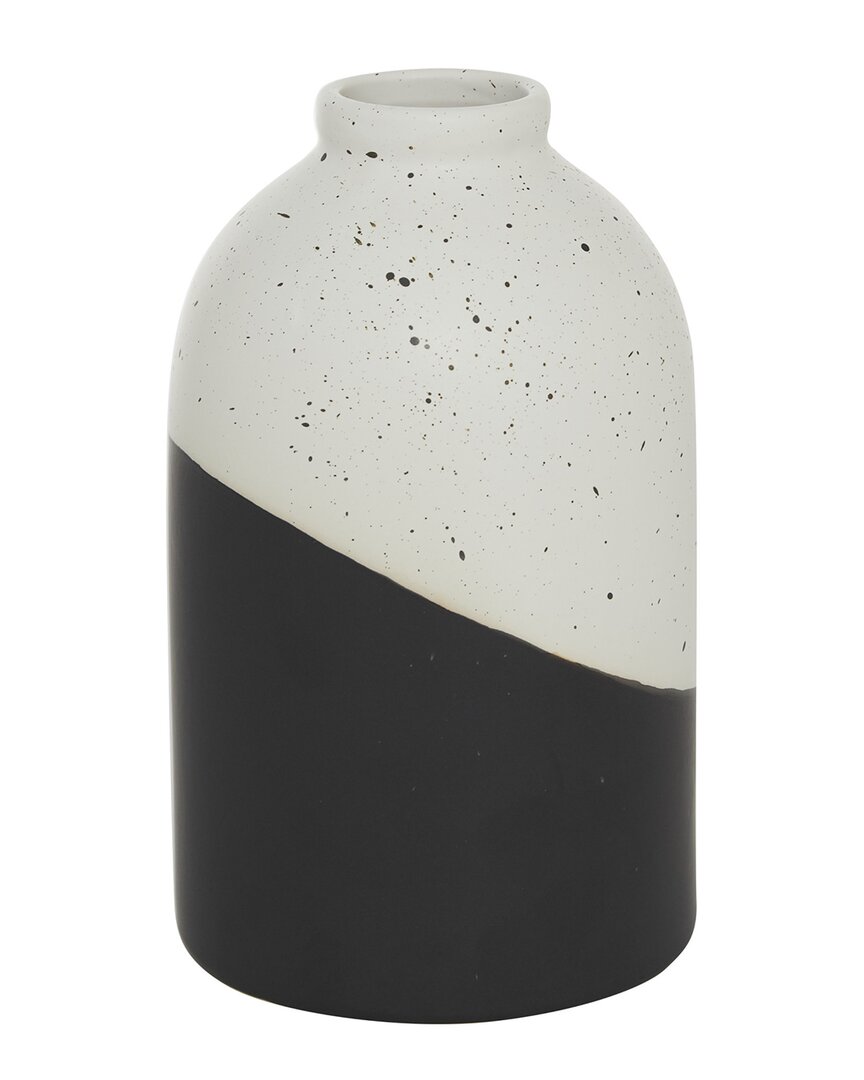 Peyton Lane Black Ceramic Handmade Color Block Speckled Vase
