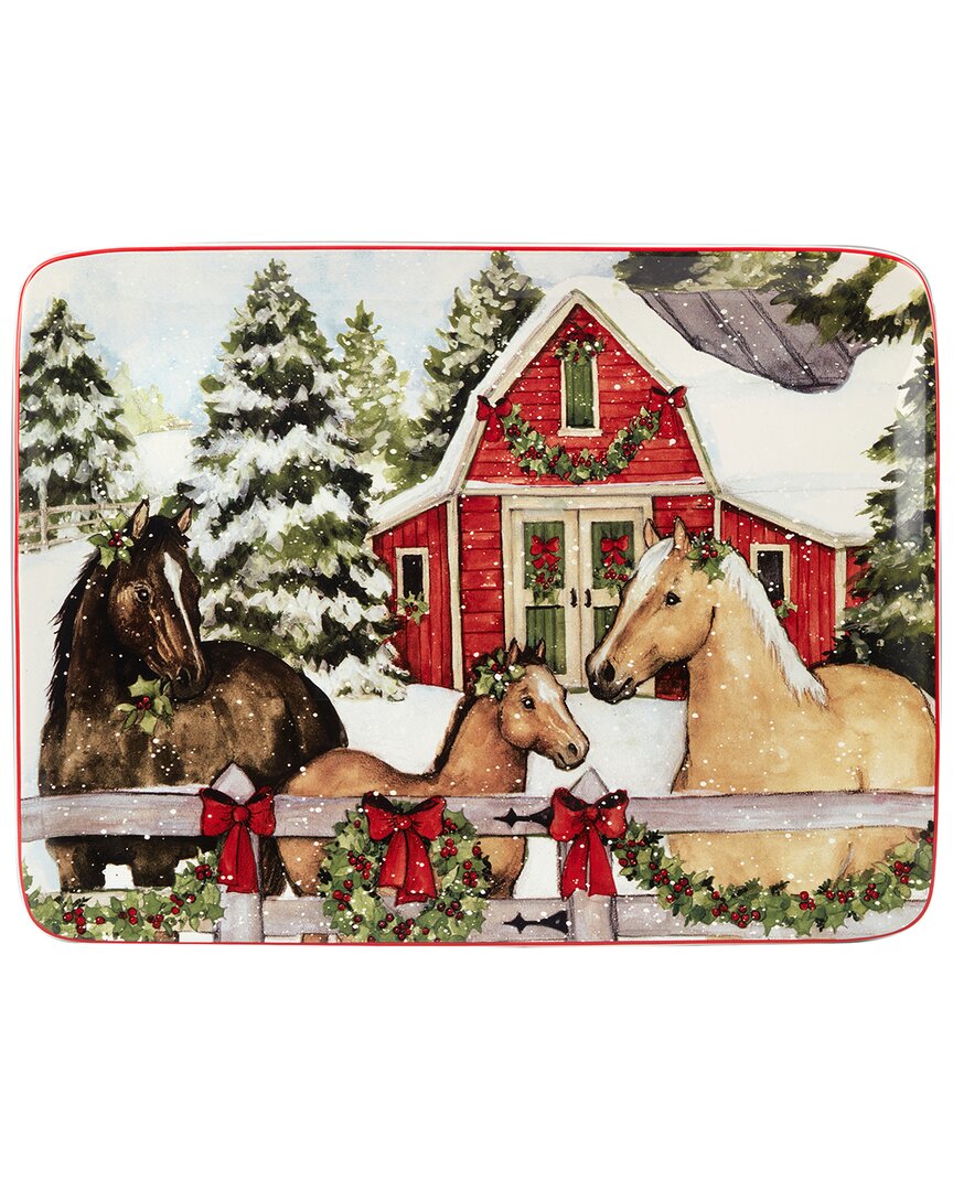 Certified International Homestead Christmas Rectangular Platter Large In Multi