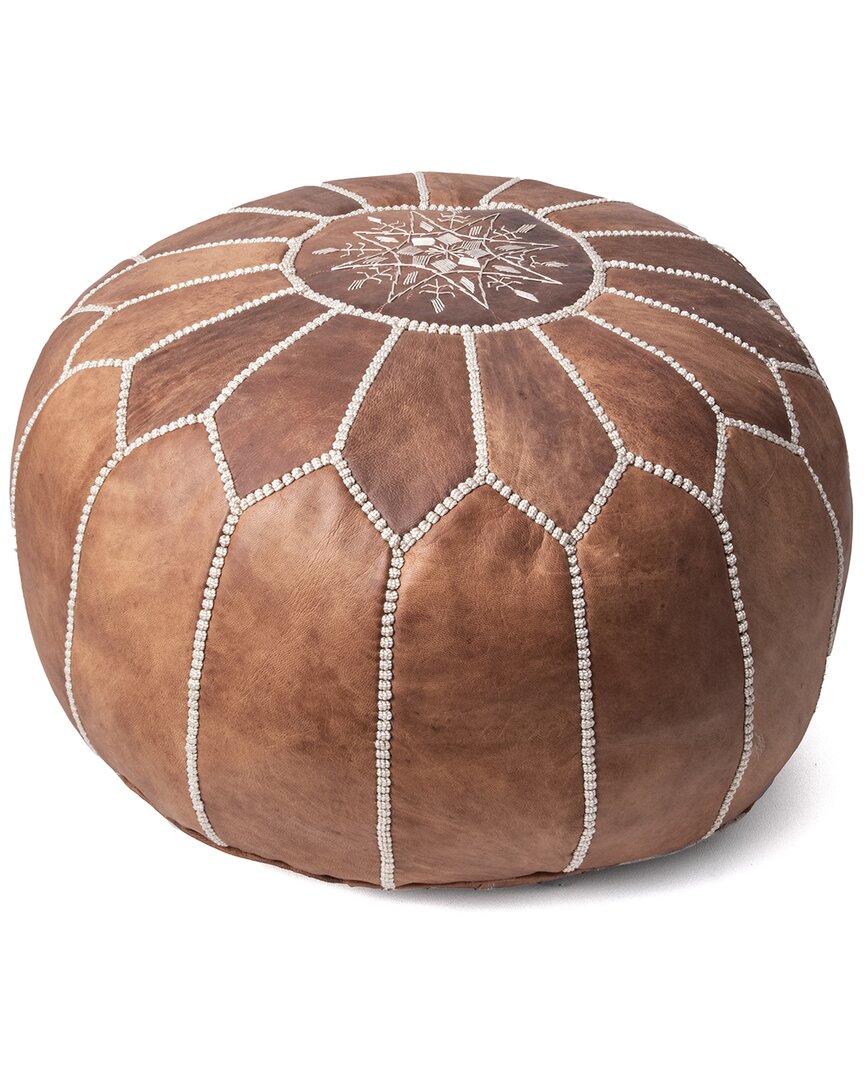 Nuloom Jerrie Moroccan Leather Ottoman