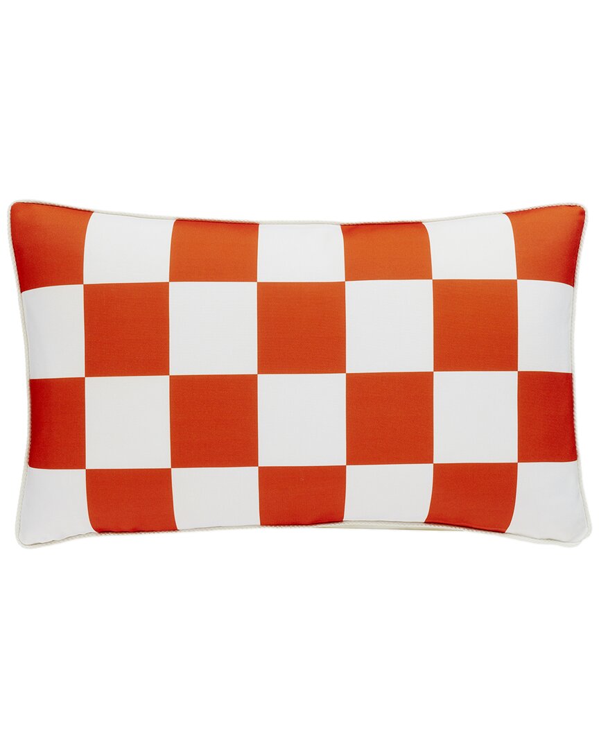 Jonathan Adler Checkerboard Outdoor Pillow - 12 X 20 - Orange/y In Orange