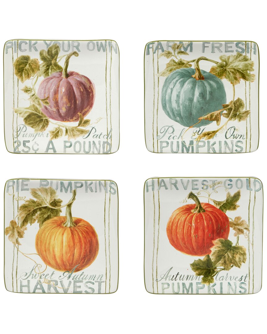 Certified International Autumn Harvest Set Of 4 Canape Plates In Multi