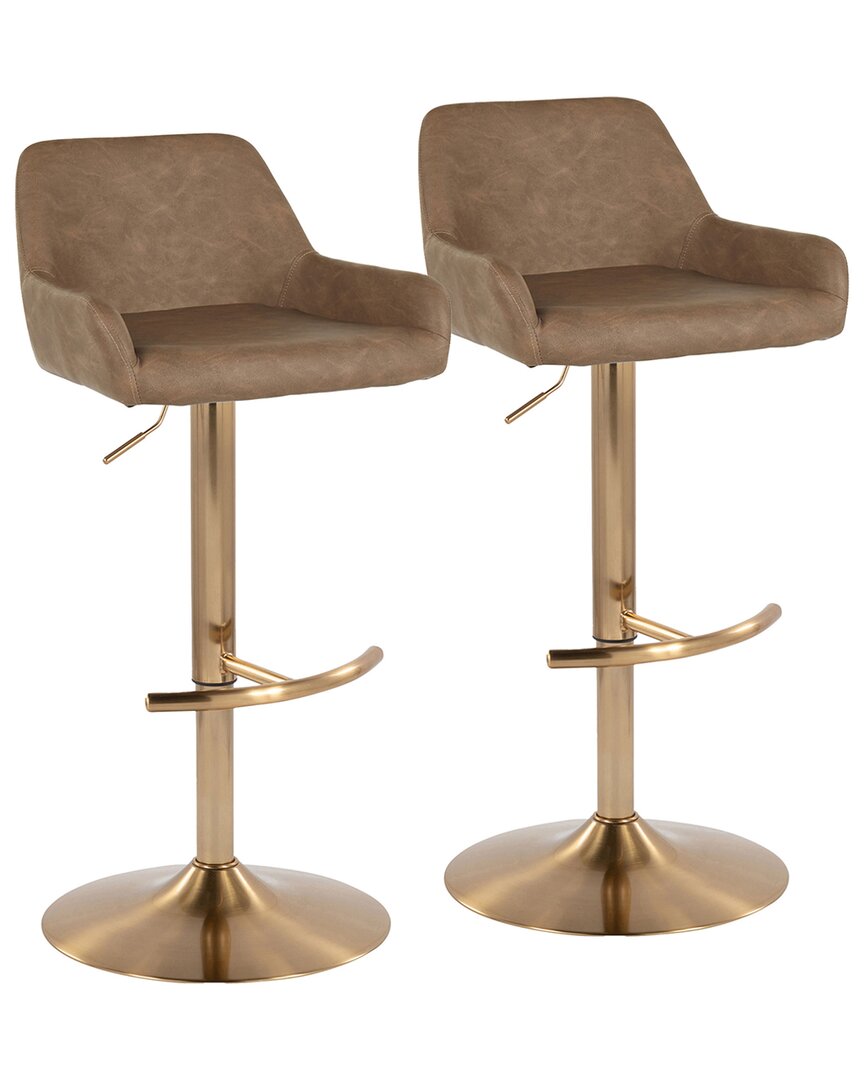 LUMISOURCE LUMISOURCE SET OF 2 DANIELLA CONTEMPORARY/GLAM ADJUSTABLE BAR STOOLS WITH  FOOTREST 