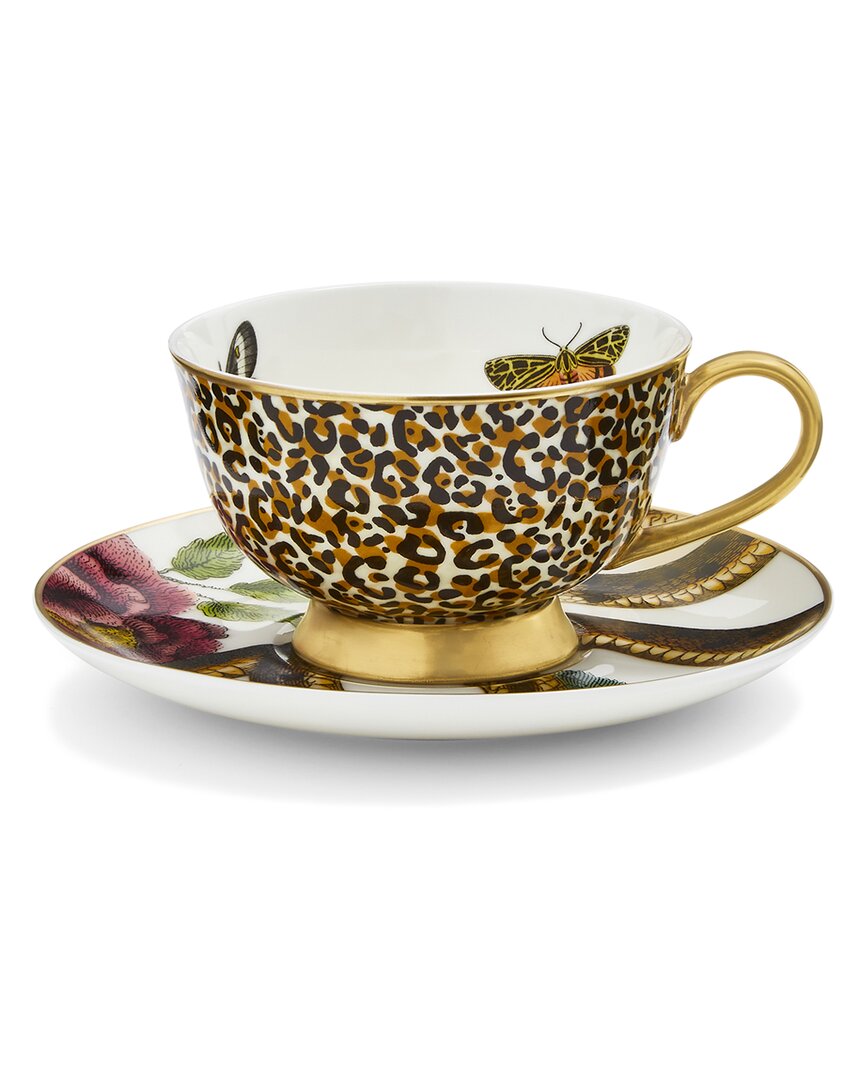 SPODE SPODE CREATURES OF CURIOSITY SNAKE/LEOPARD TEA & SAUCER SET
