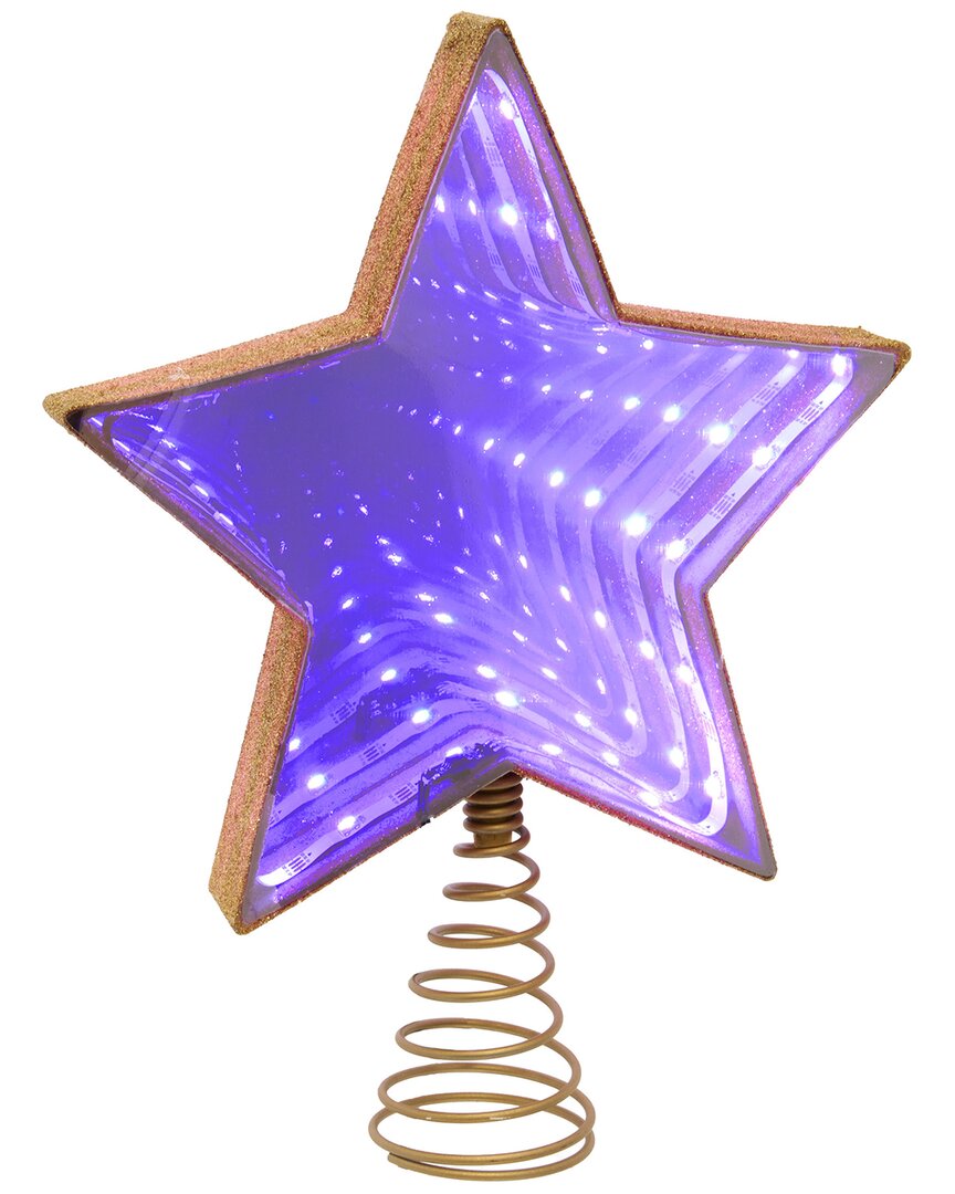Kurt Adler 11.5-inch Ul 22-light Multicolor Infinity Effect Smd Led Gold Glitter 5-point Star Tree T In Blue