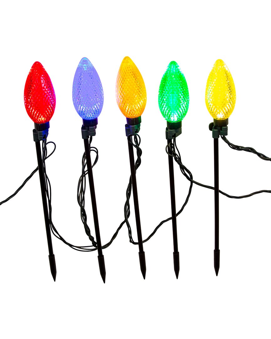 Kurt Adler Ul 10-light Led Super C9 Multicolor Bulb Yard Stakes In Multi