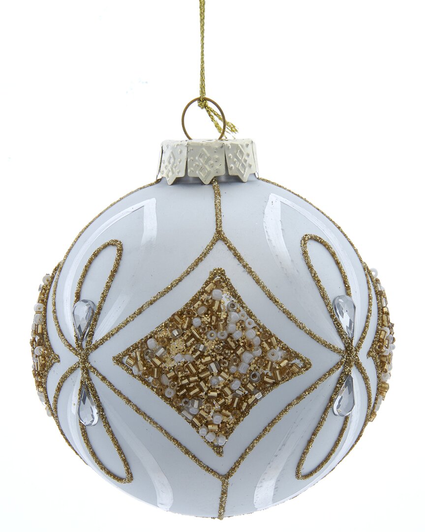 Kurt Adler 80mm Glass Purple & Blue Peacock Ball Ornaments, Beautifully Packaged In A 6pc Box In White