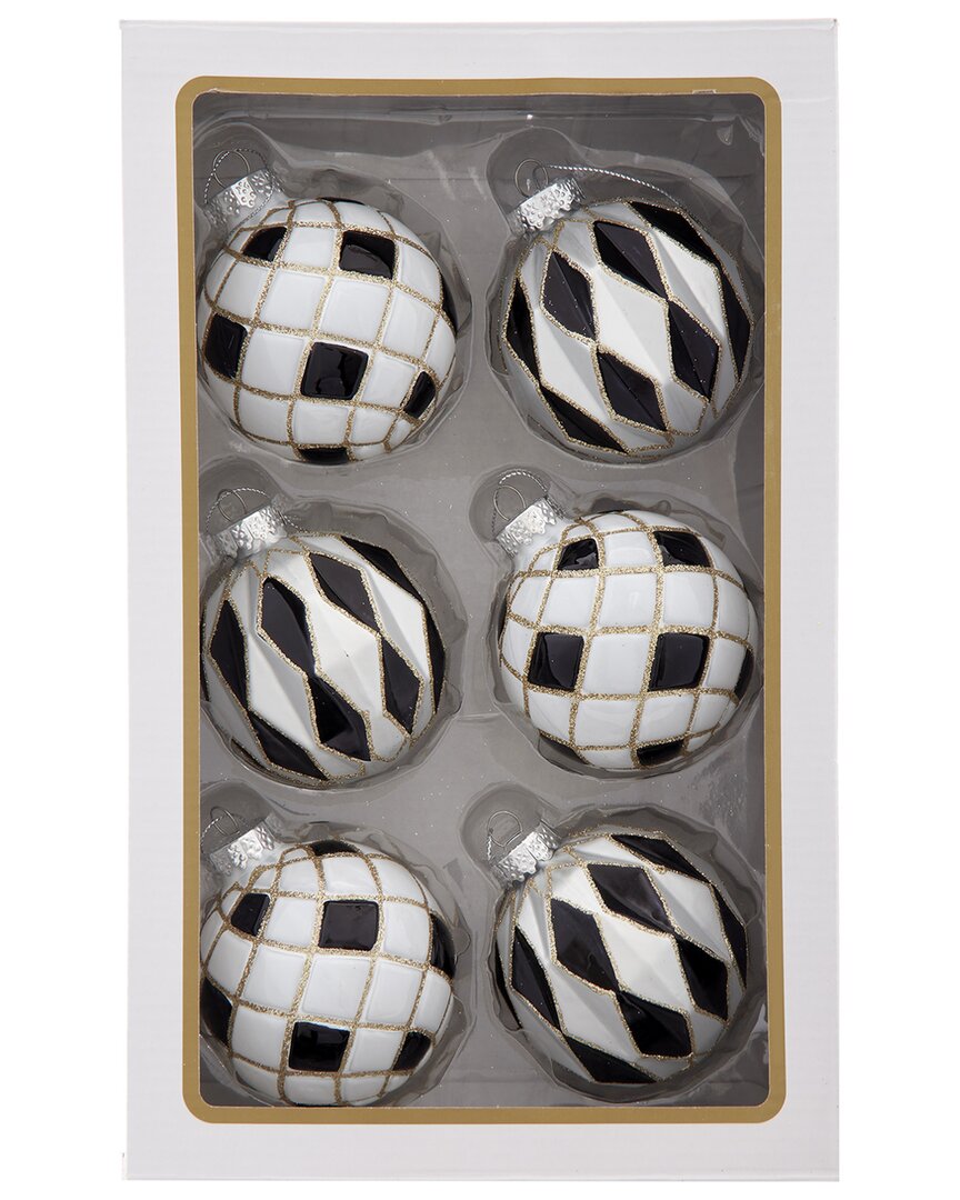 Kurt Adler 80mm Glass Matte Red & Green Striped Ball Ornaments, 6pc Set In Multi