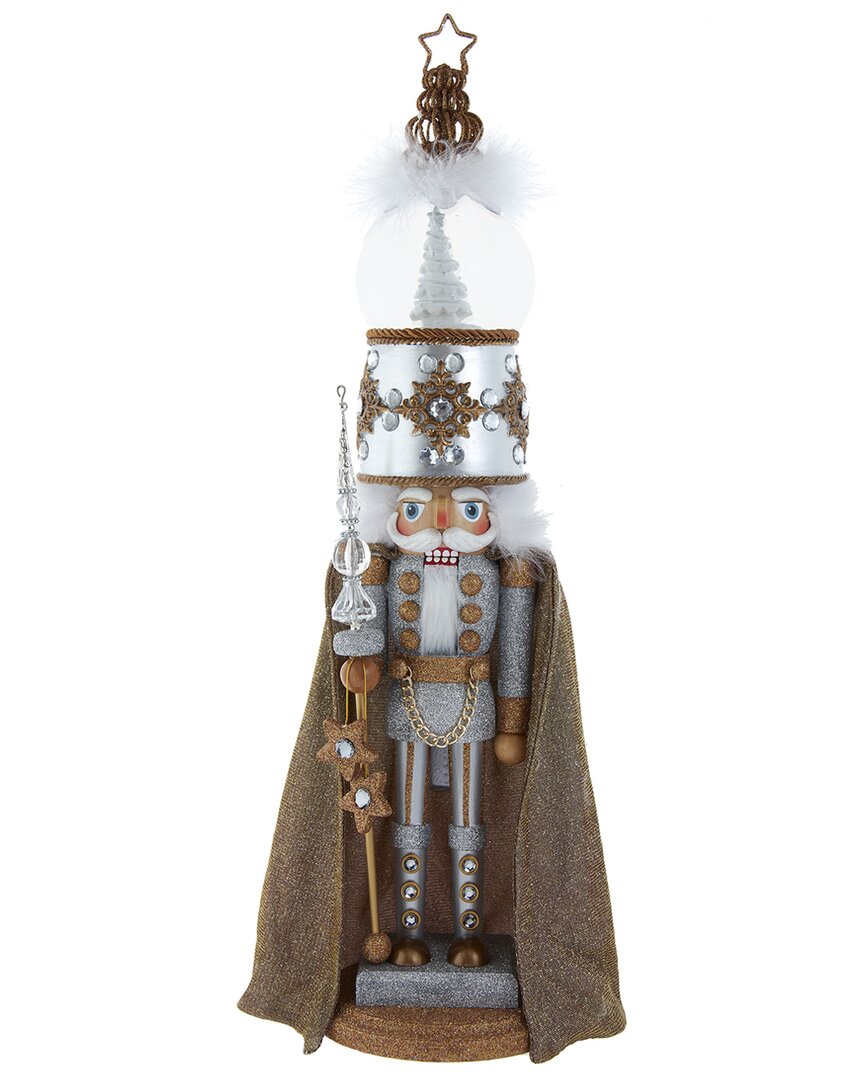 Kurt Adler 22-inch Hollywood Nutcrackers Musical Gold & Silver Nutcracker With Water Globe In Silver