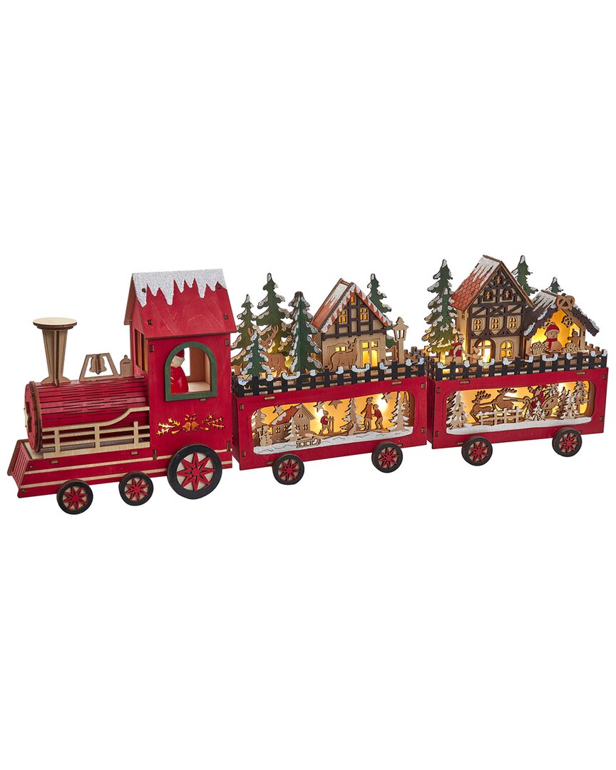 Kurt Adler 22.24-inch Battery Operated Led Lighted Truck With Santa & Home Scene Tablepiece In Multi