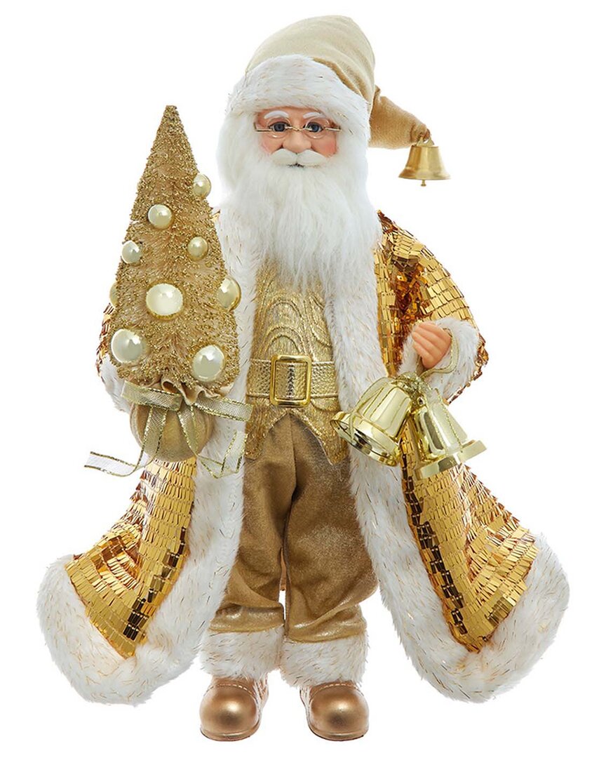 Kurt Adler 18-inch Ksa Kringle Standing Gold Santa With Tree In Gold