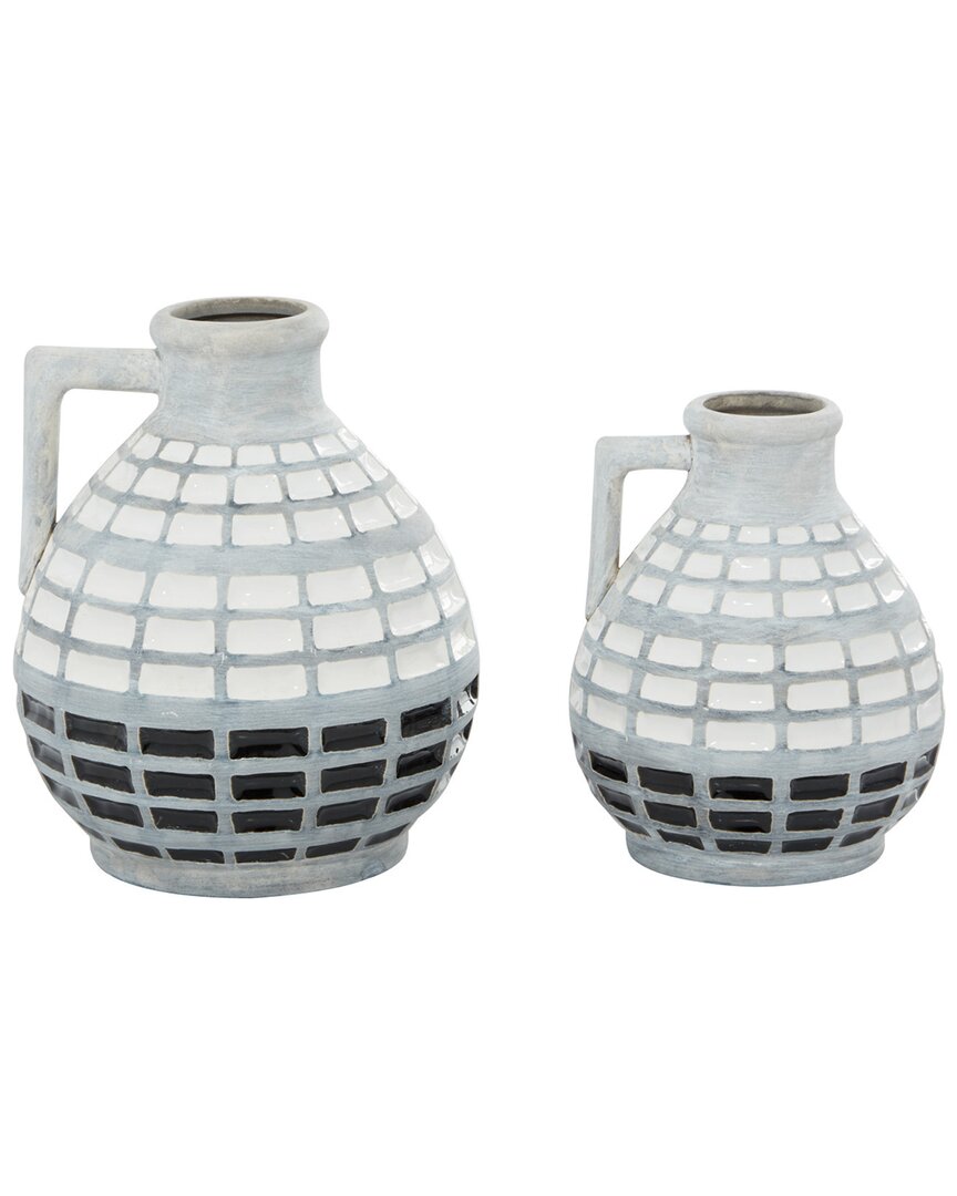 Peyton Lane Set Of 2 Grey Ceramic Coastal Vase
