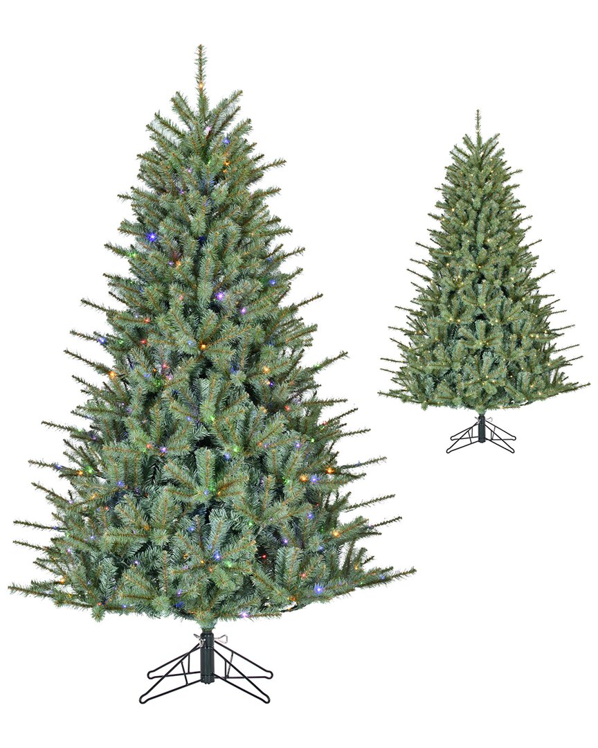 Kurt Adler 7' Dual Color Ribbon Led Cashmere Tree In Green