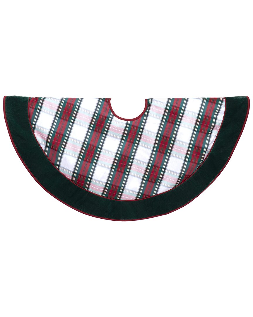 Kurt Adler 48-inch Red & Green Plaid Velvet Border Tree Skirt In Multi