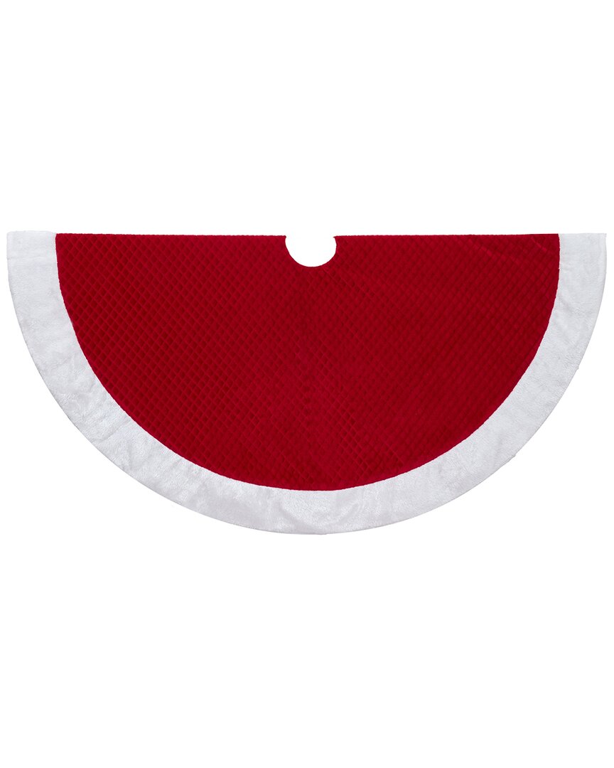 Kurt Adler 50-inch Fur Border Tree Skirt In Red