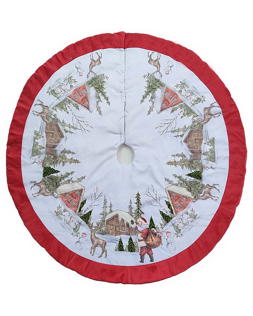 Kurt Adler 48-inch Velvet Beaded Embroidered Tree Skirt In Multi