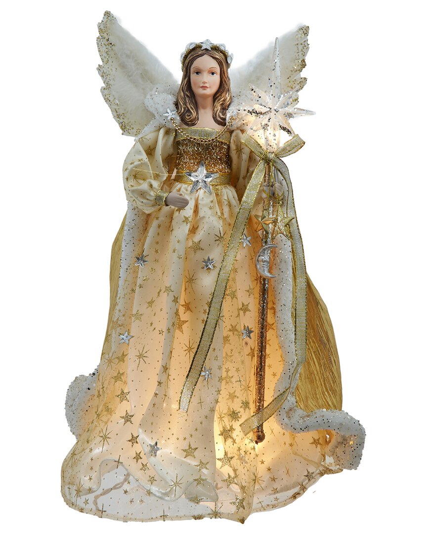 Kurt Adler 16-inch Ul 10-light Celestial Angel Tree Topper In Neutral