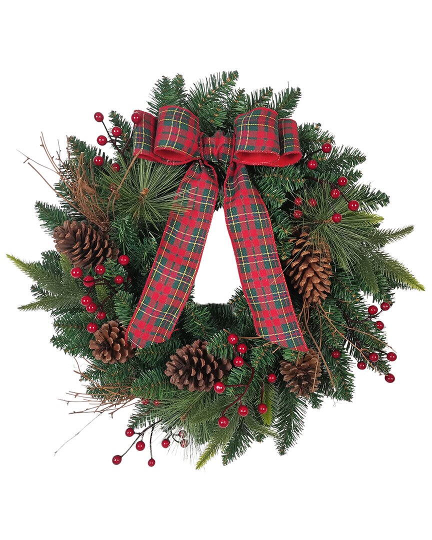 Kurt Adler 24-inch Decorated Unlit Green Wreath In Green