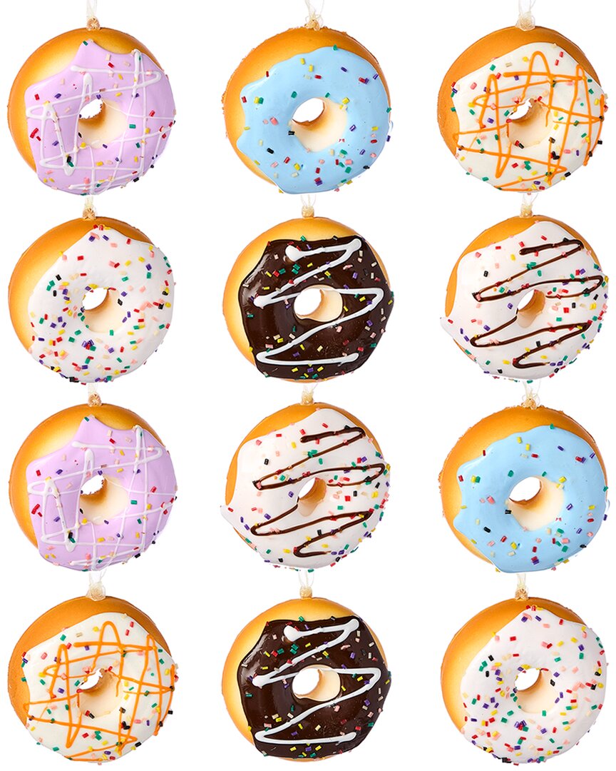 Kurt Adler Set Of Twelve 2.75-inch Donut Ornament In Multi