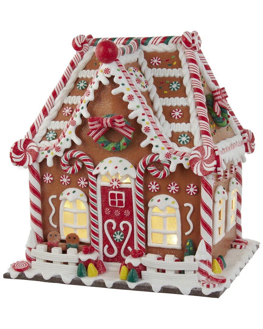 Kurt Adler 13-inch Battery-operated Gingerbread House With Led Light & Timer In Brown