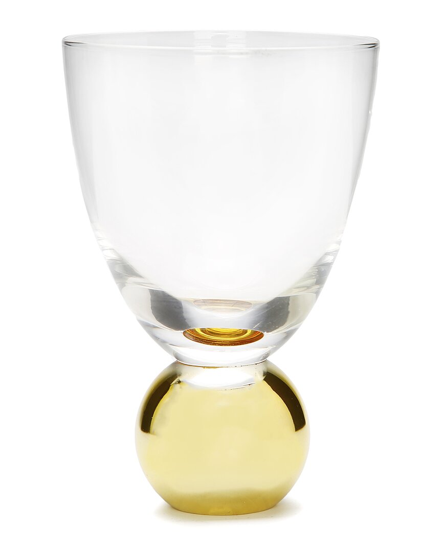 ALICE PAZKUS ALICE PAZKUS SET OF 6 SMALL WINE GLASSES ON GOLD BALL PEDESTAL