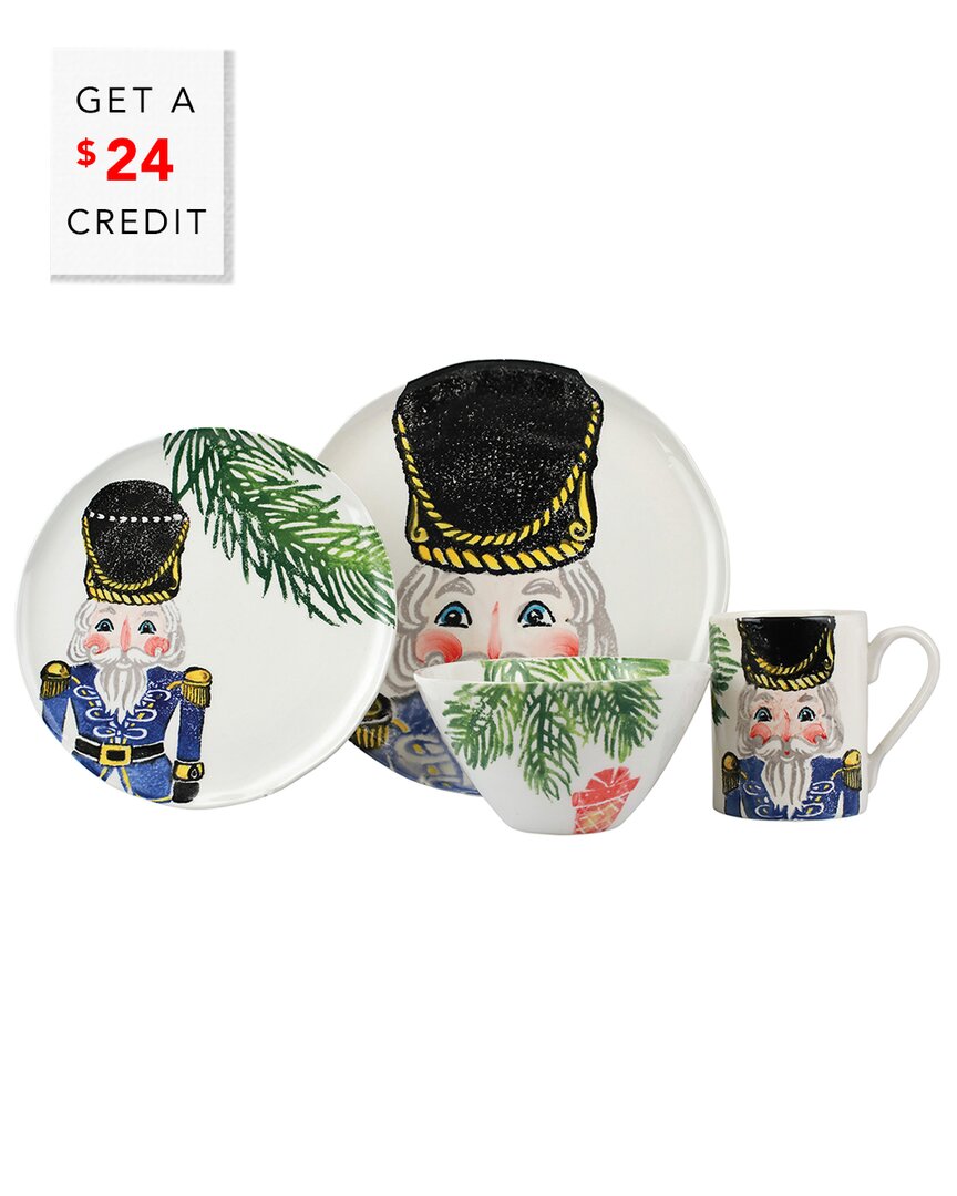 Vietri Nutcrackers 4pc Place Setting With $24 Credit In Blue