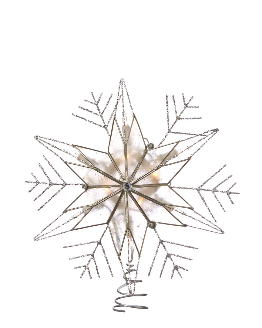 Kurt Adler 10-light 8.5-inch Capiz Color Star Of David Treetop In Silver