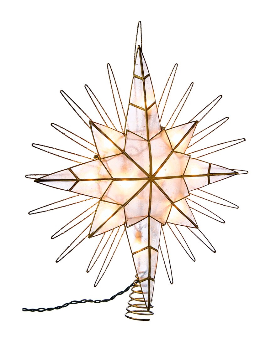 Kurt Adler 10-light Led Capiz Wire Angel Tree Topper In Gold