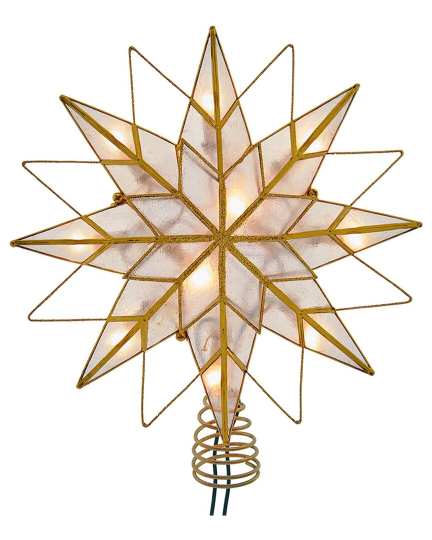 Kurt Adler 9.06-inch Ul 10-light 12-point Gold Capiz Star Treetop In Gold