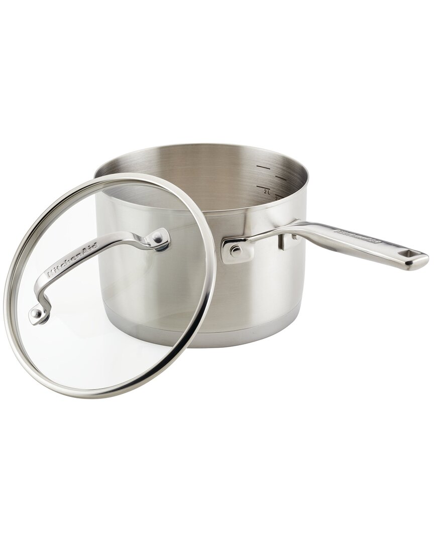 Kitchenaid 3-ply Base Stainless Steel Induction Saucepan With Lid In Metallic