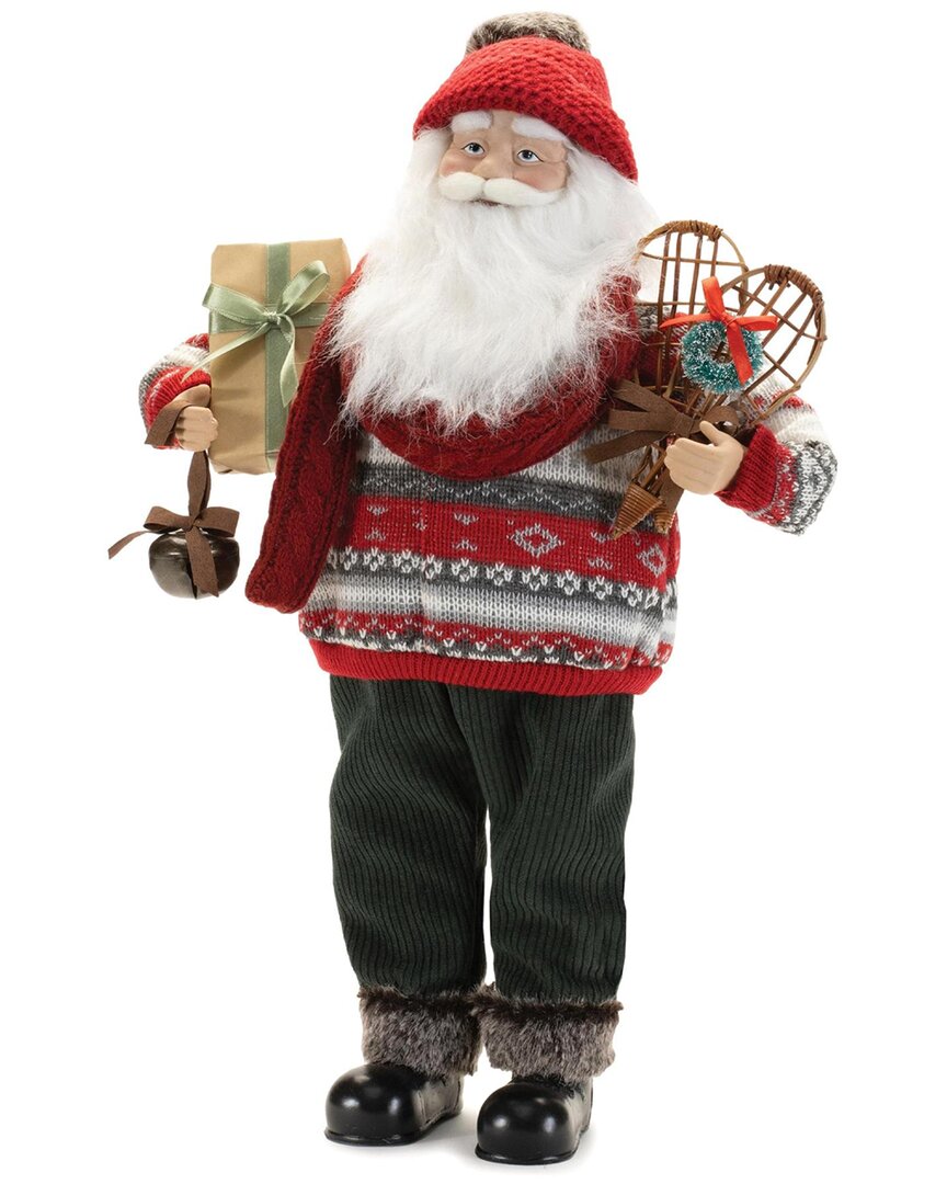 Melrose International Ski Santa Character With Snow Shoes In Red