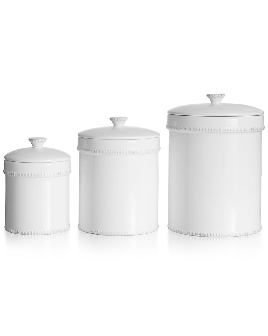 Design Guild Bianca Dash White Set Of 3 Canister
