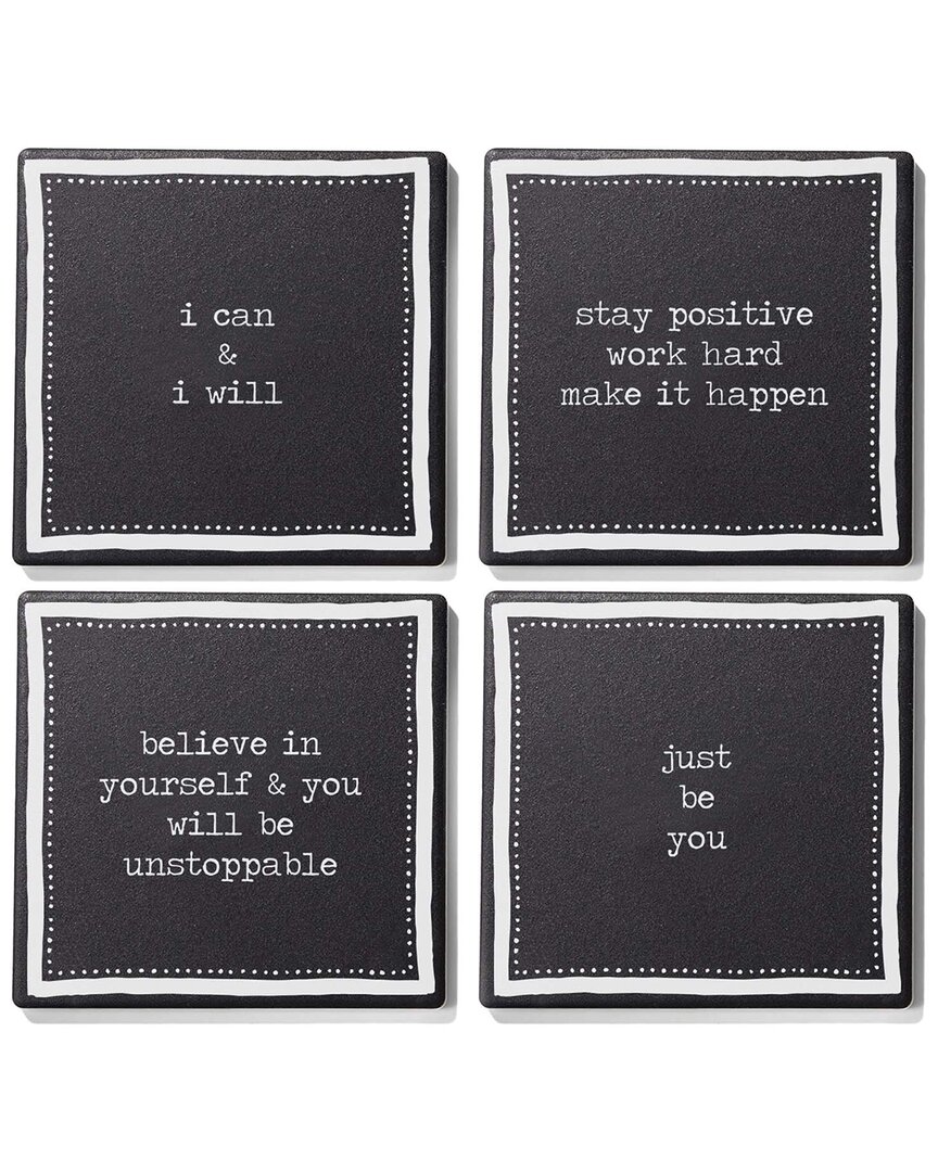 American Atelier Just Be You Set Of 4 Ceramic Coasters In Black