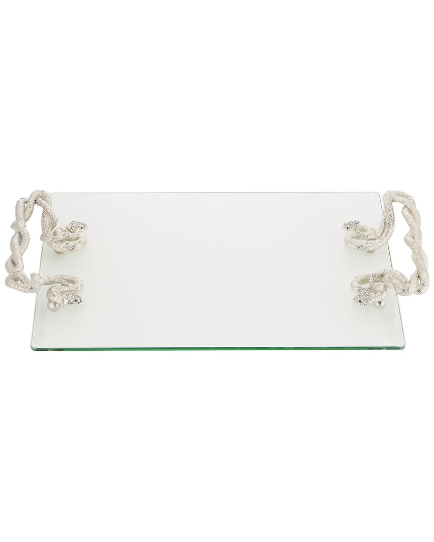 Olivia Riegel Serpentina Glass Tray In Silver