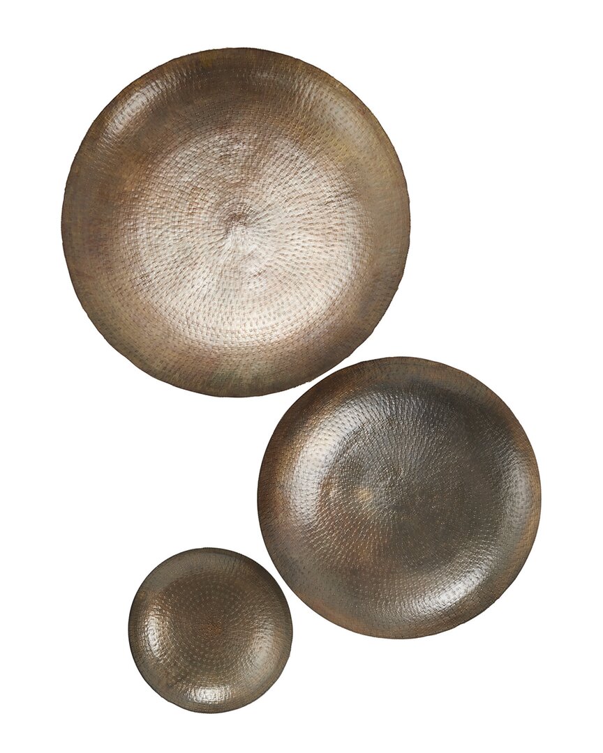 Peyton Lane Set Of 3 Glam Abstract Metal Wall Decor In Brown