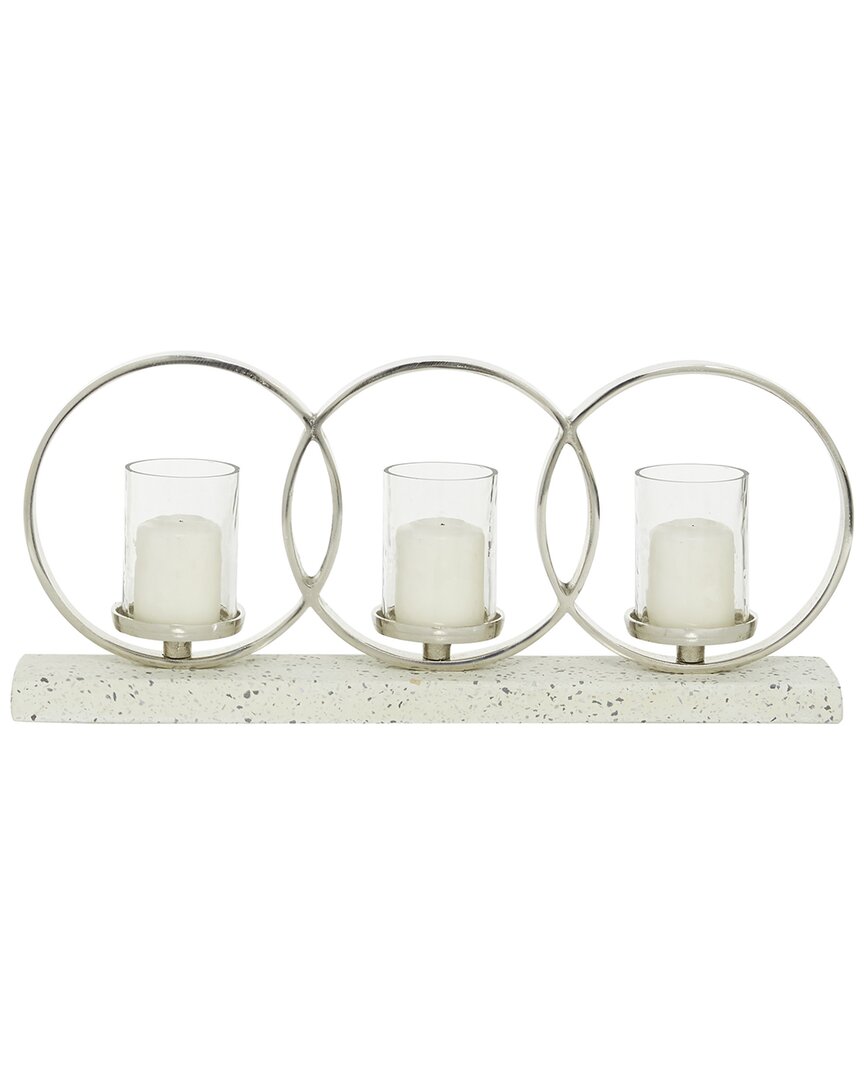 Peyton Lane Contemporary Round Aluminum Candle Holder In White