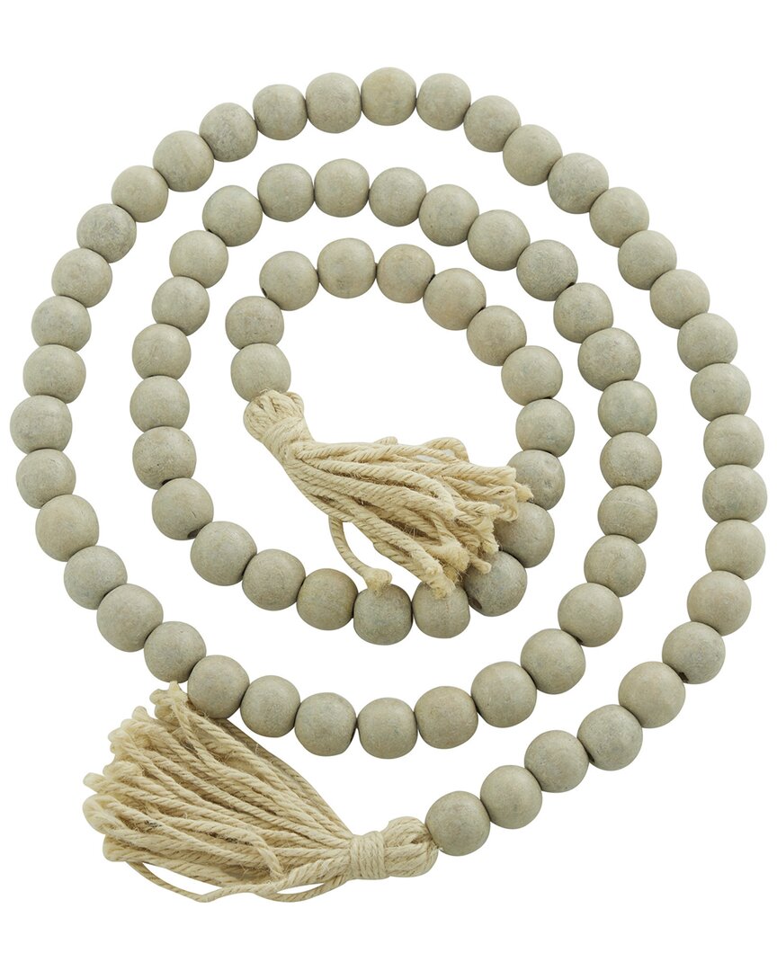 Peyton Lane Bohemian Bead Wood Garland With Tassel In Gray