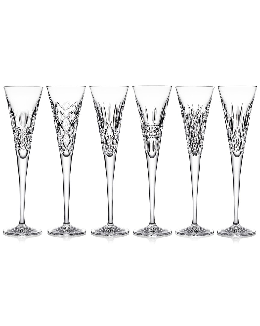 Waterford Set Of 6 Heritage Mixed Pattern Toasting Flutes In Transparent
