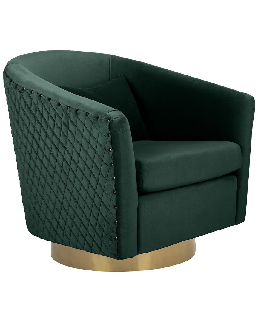 Safavieh Clara Quilted Swivel Tub Chair In Green