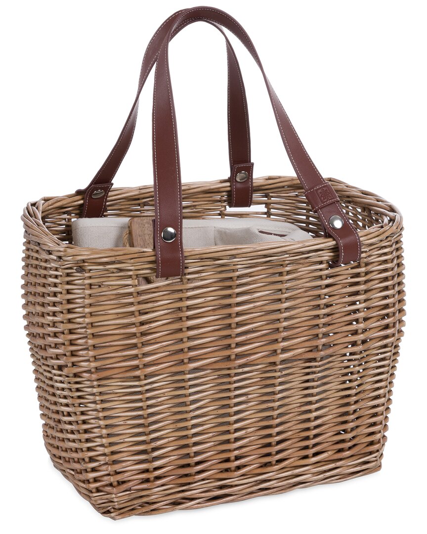 Picnic Time Terrabella Earth Friendly Handwoven Picnic Basket Set For 2 In Brown