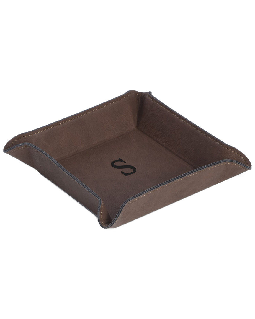 Bey-berk Square Valet In Rustic Brown Leatherette