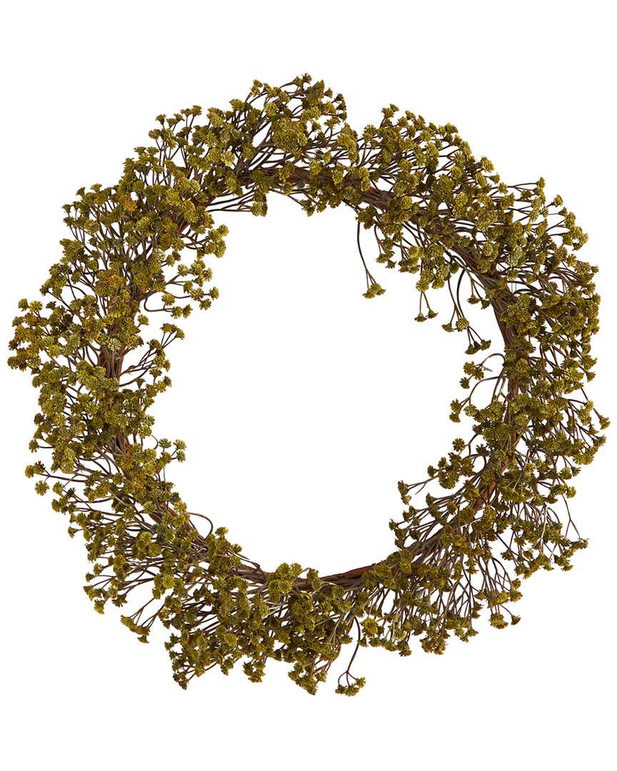 Nearly Natural 20in. Autumn Gypsophila Artificial Wreath In Green