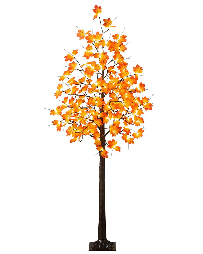 Nearly Natural 6ft. Pre-lit Minimalist Autumn Maple Artificial Fall Tree In Orange