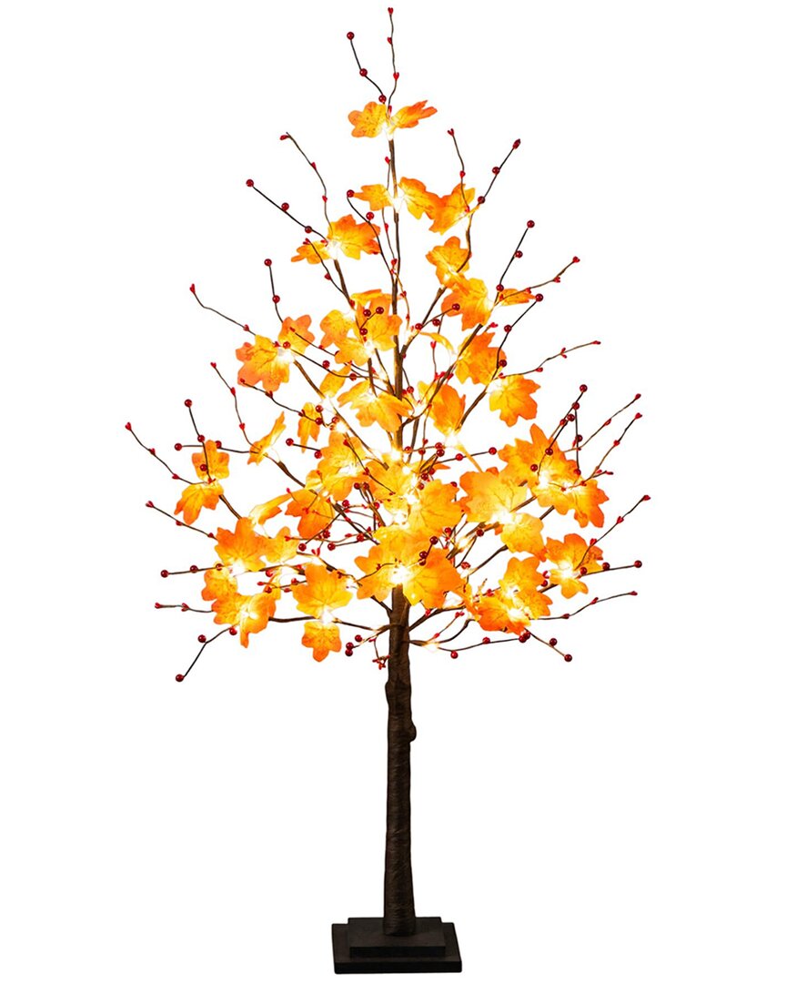 Nearly Natural 5ft. Pre-lit Autumn Maple Artificial Fall Tree In Black