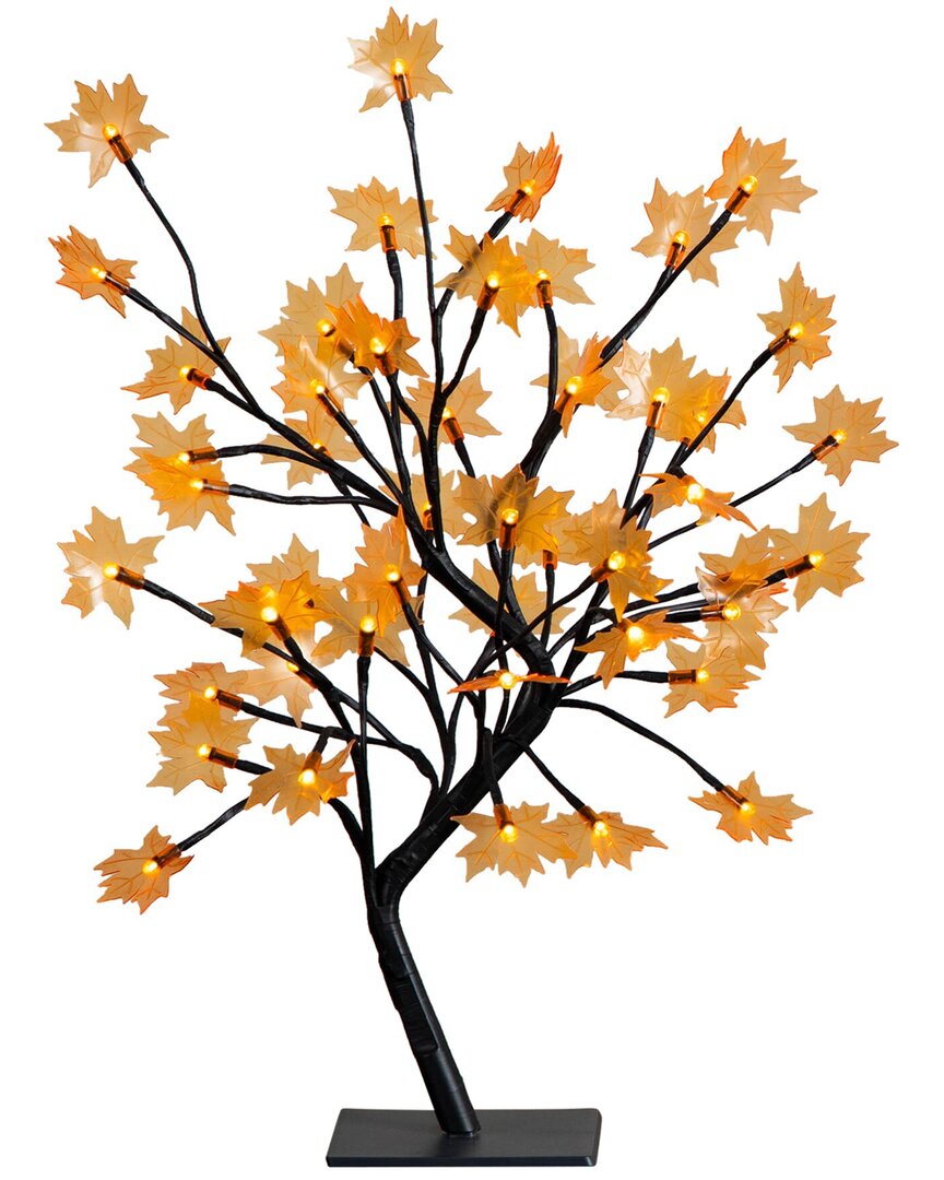Nearly Natural 18in. Pre-lit Autumn Artificial Maple Fall Tree In Orange