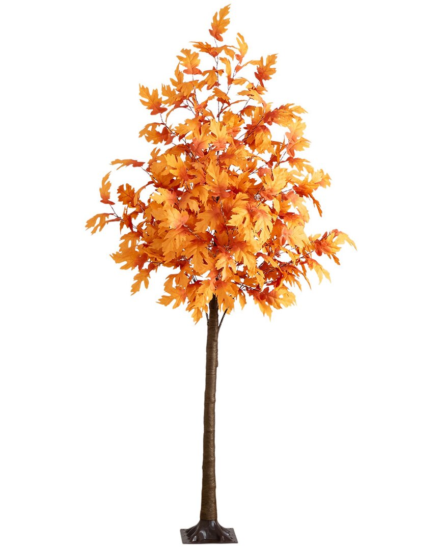 Nearly Natural 8ft. Pre-lit Autumn Maple Artificial Fall Tree In Orange