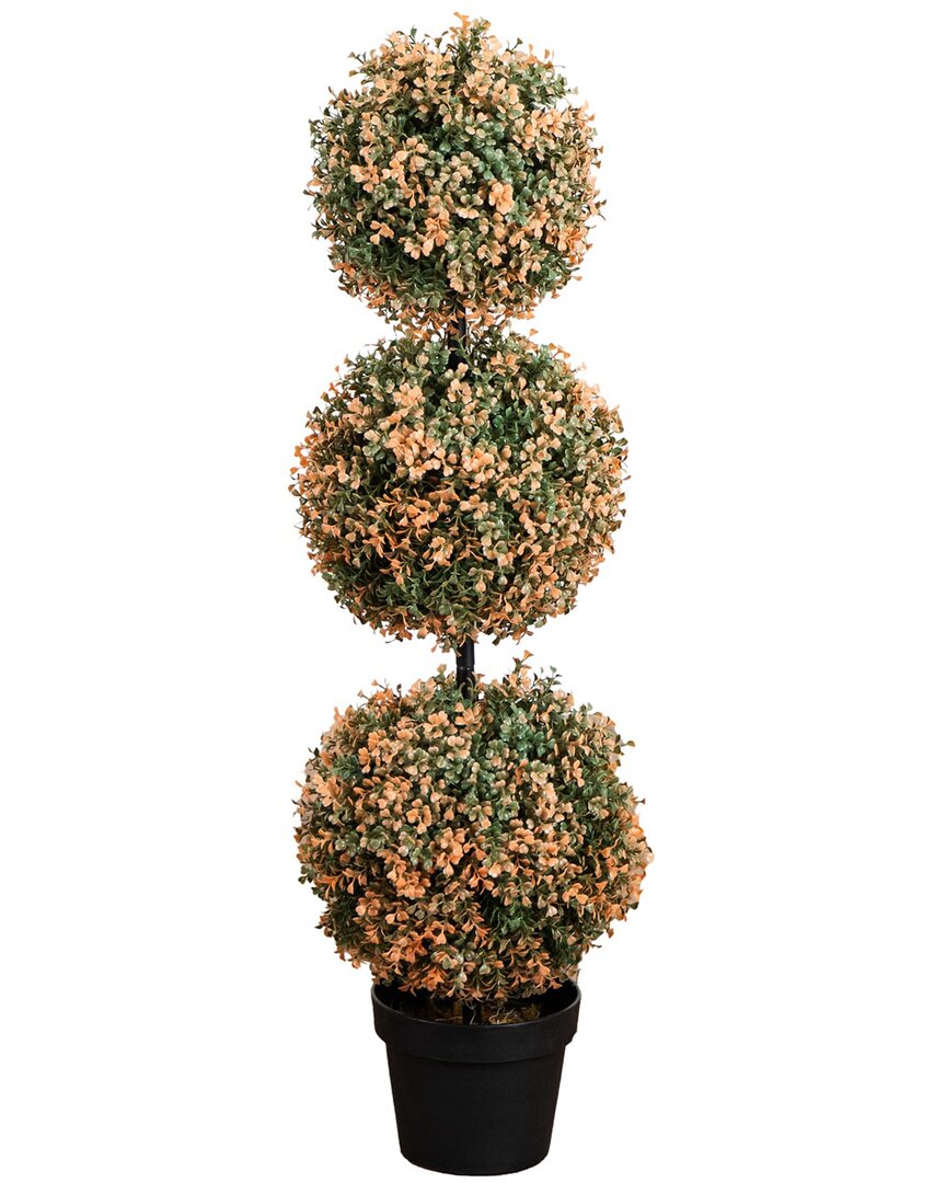 Nearly Natural 3ft. Uv Resistant Autumn Triple Ball Boxwood Artificial Fall  Topiary Tree In Black