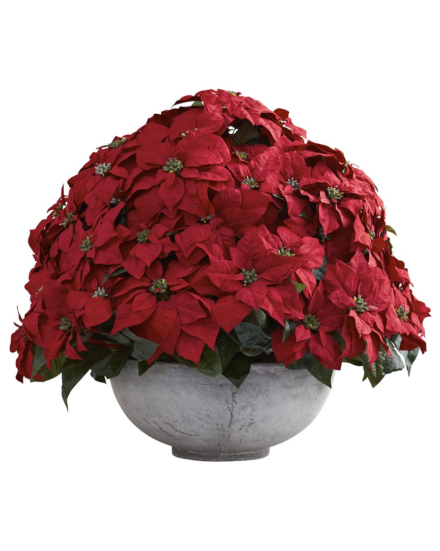 Nearly Natural Giant Poinsettia Arrangement In Red